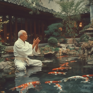 Mr Miyagi's koi pond in Karate Kid